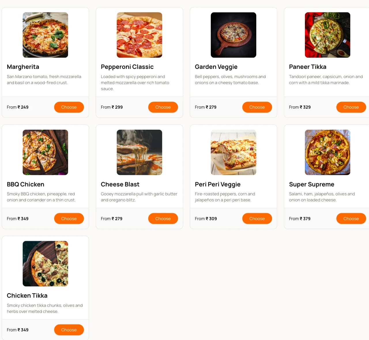 Category tabs and the product grid on the MicroService Restaurant storefront